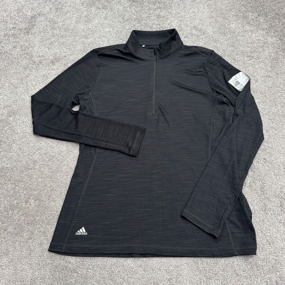 Adidas Active Jacket Women Medium Black Space Dye 1/4 Zip Lightweight Stretch